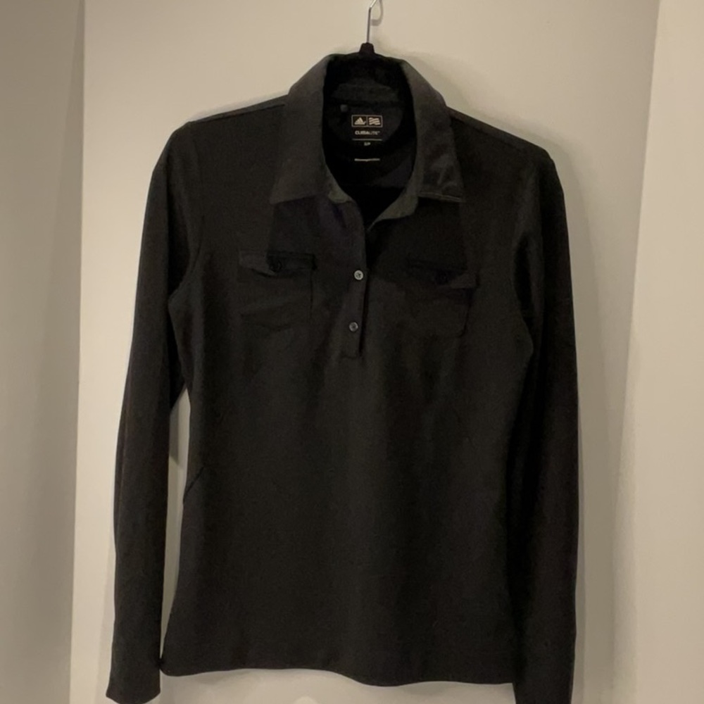 Adidas Climalite Golf Black Long Sleeve Polo Shirt